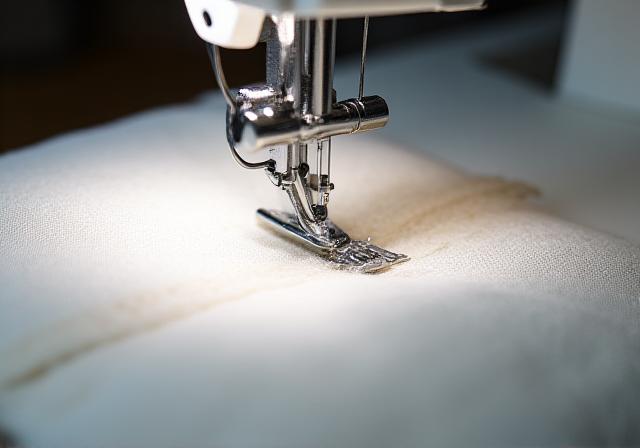 Close up of artisanal sewing process