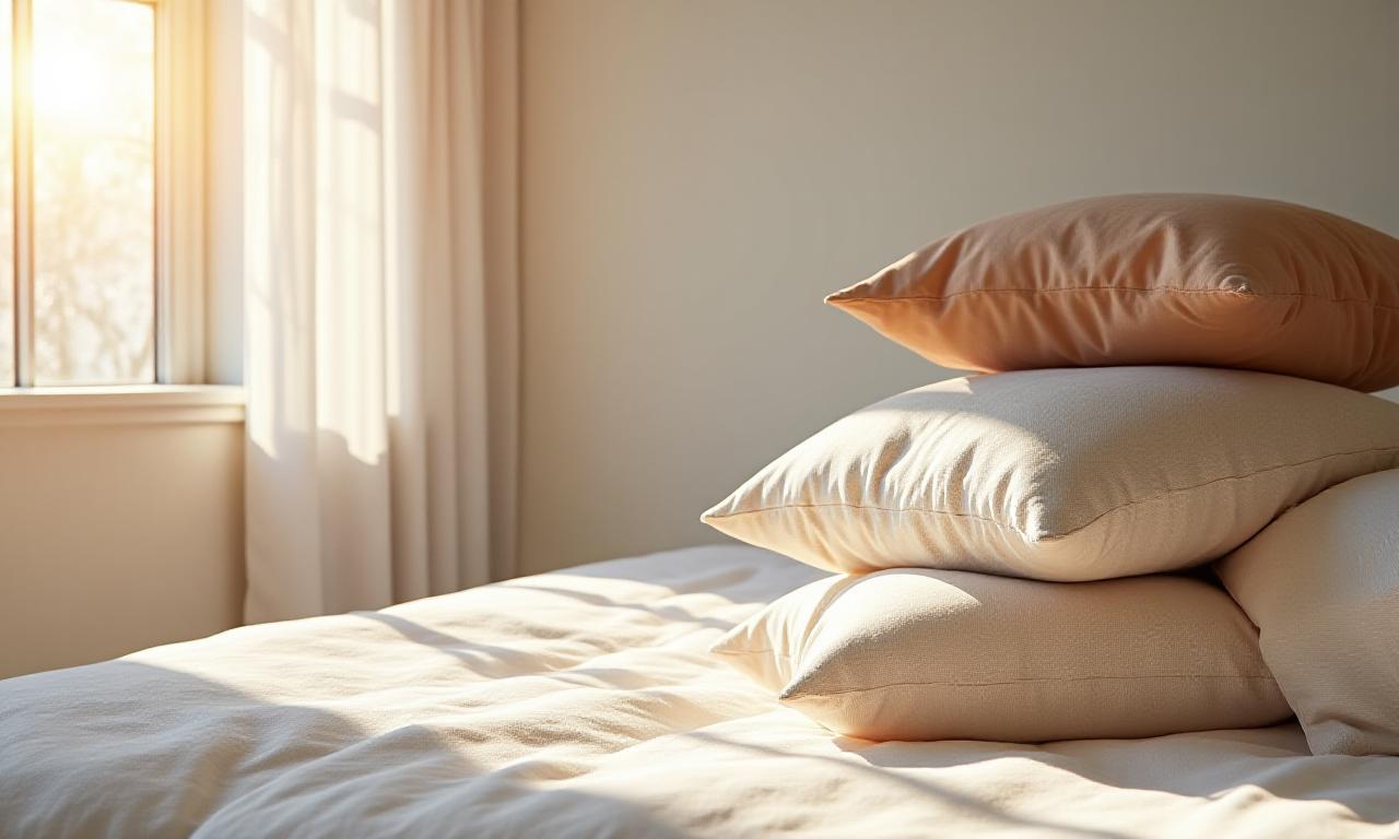 Serene island bedroom with linen pillows